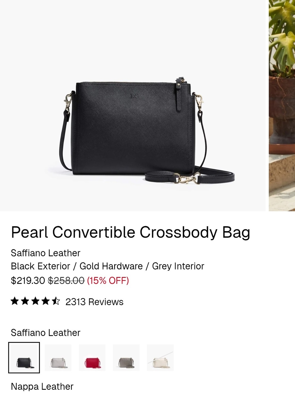 Pearl Convertible Crossbody Bag - Black